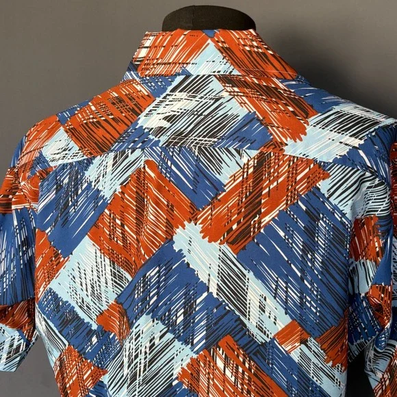 Joel of California 1970s Disco Shirt | Size L | Geometric Print Vintage 70s - Picture 9 of 11